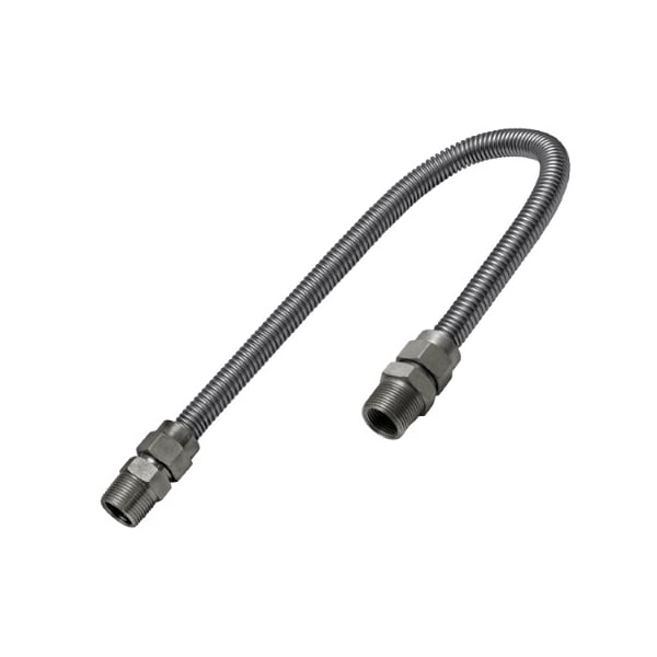 Flextron Gas Line Hose 5/8'' O.D. x 24'' Length with 3/4 in MIP Fittings, Stainless Steel Flexible Connector FTGC-SS12-24N - main